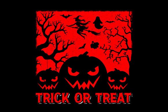 Trick or Treat Halloween T-Shirt Graphic for Spooky Designs